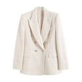 Blazer Femme Croisé Effet Tweed – Col À Revers