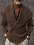 Gilet Homme En Maille Épaisse À Franges – Col Châle