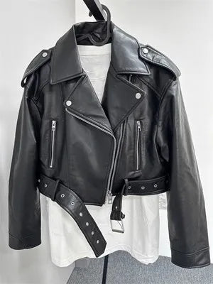 Veste Biker Femme En Similicuir – Zip Asymétrique