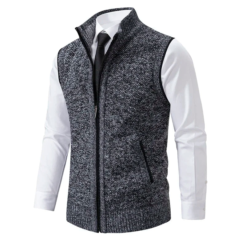 Pull Sans Manches Homme Zippé – Col Montant