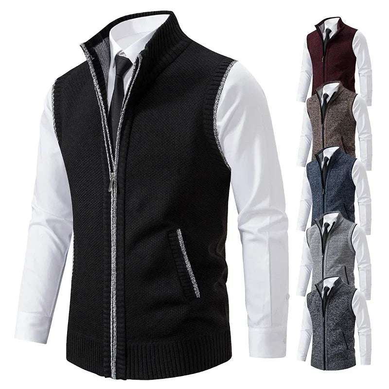 Pull Sans Manches Homme Zippé – Col Montant