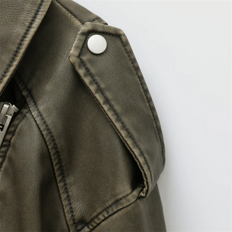 Veste Biker Femme En Similicuir – Zip Asymétrique