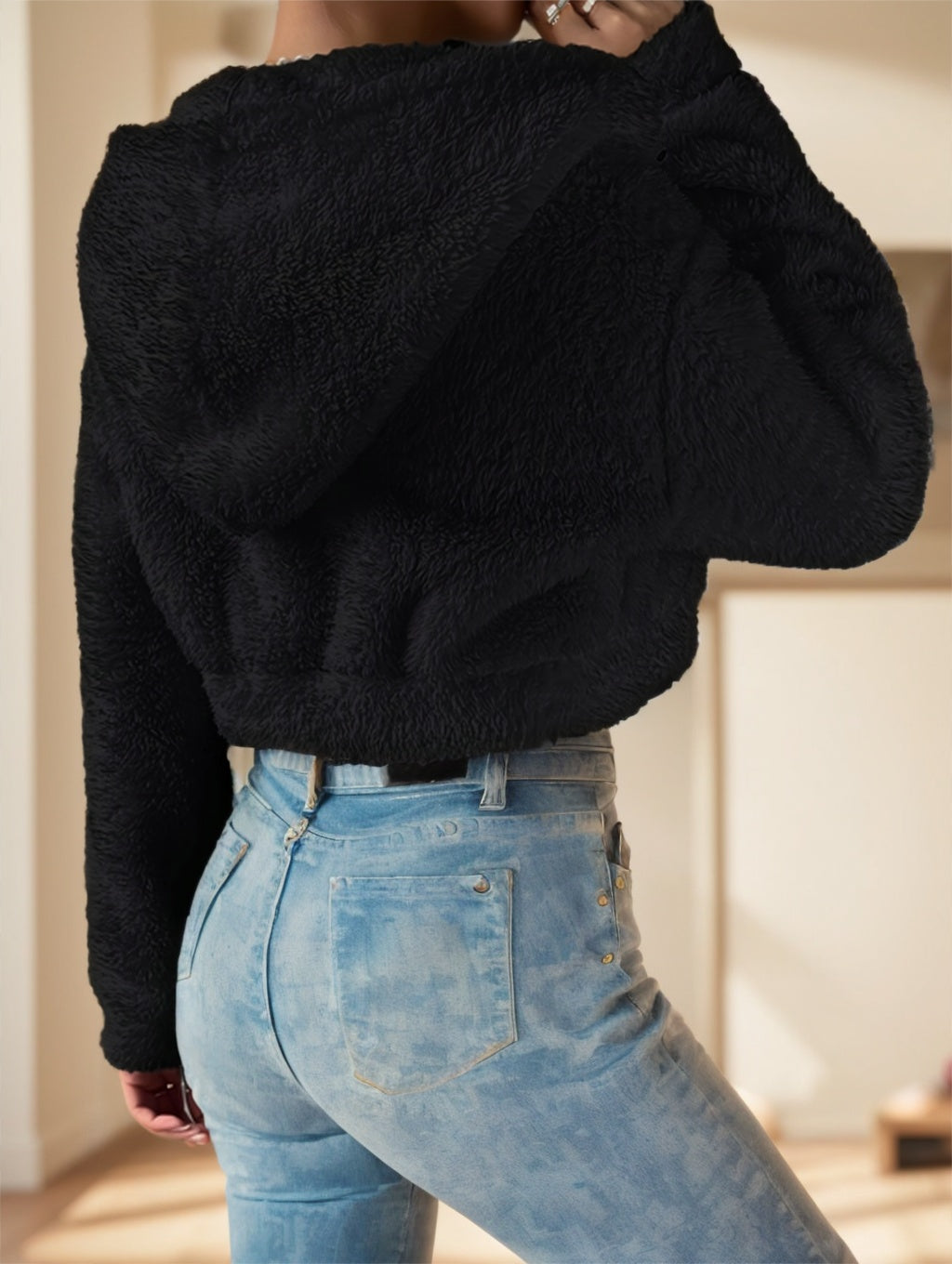 Sweat À Capuche Femme Zippé En Polaire Teddy