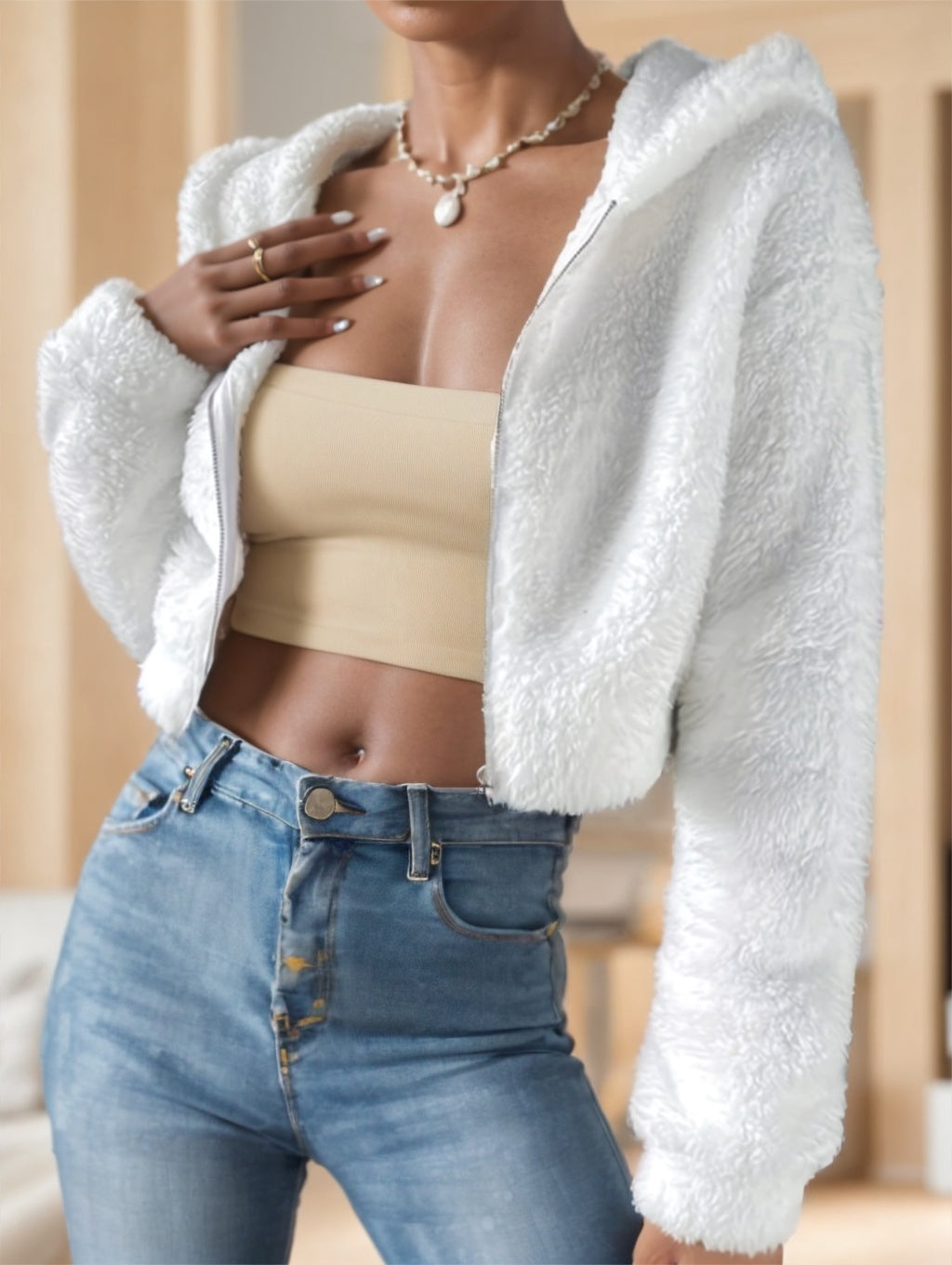 Sweat À Capuche Femme Zippé En Polaire Teddy