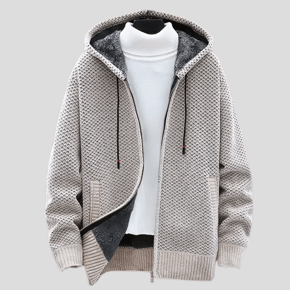 Veste À Capuche Homme Doublée Polaire – Maille Gaufrée