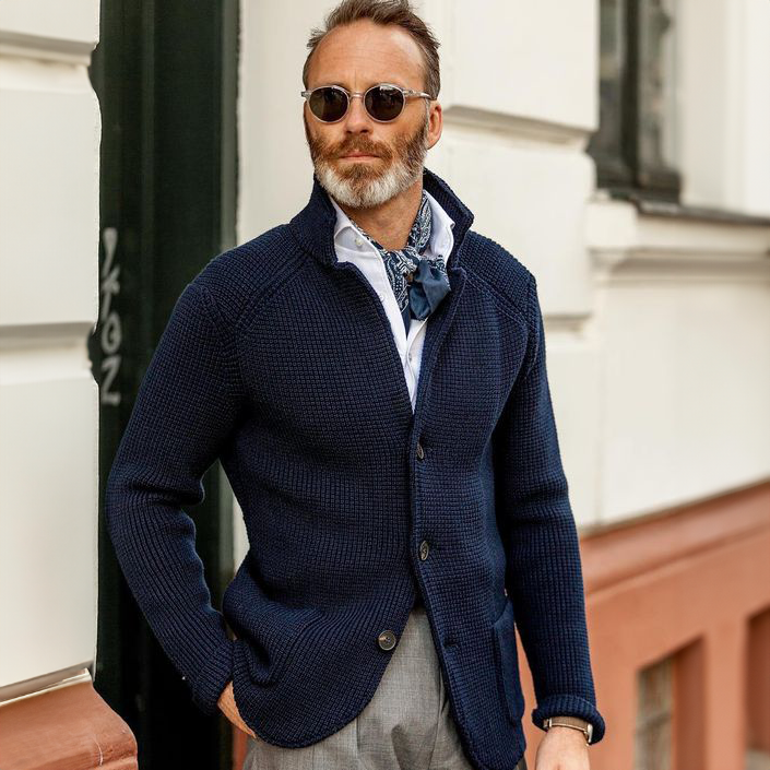 Gilet Blazer Homme En Maille Côtelée