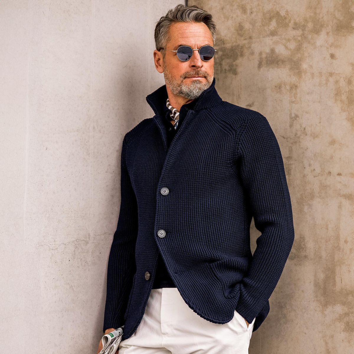 Gilet Blazer Homme En Maille Côtelée