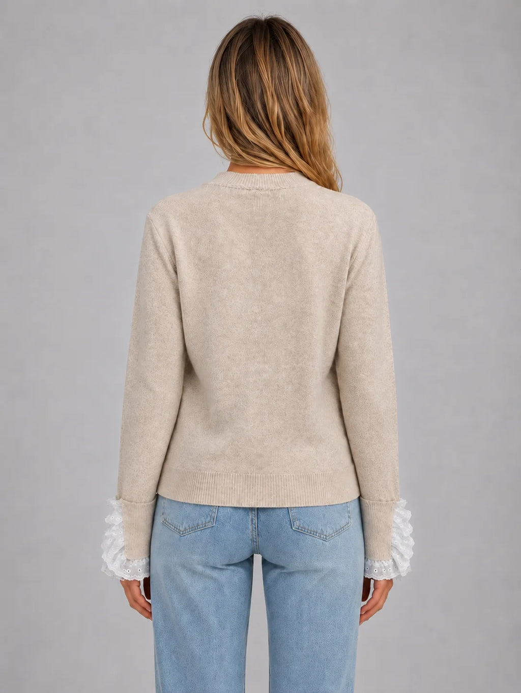 Pull Femme En Maille Avec Dentelle – Col Rond