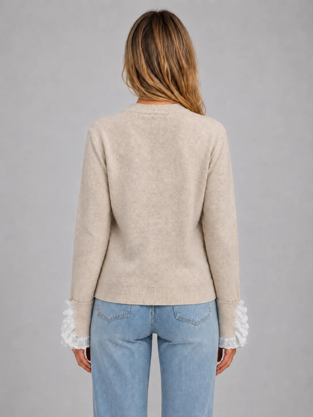 Pull Femme En Maille Avec Dentelle – Col Rond