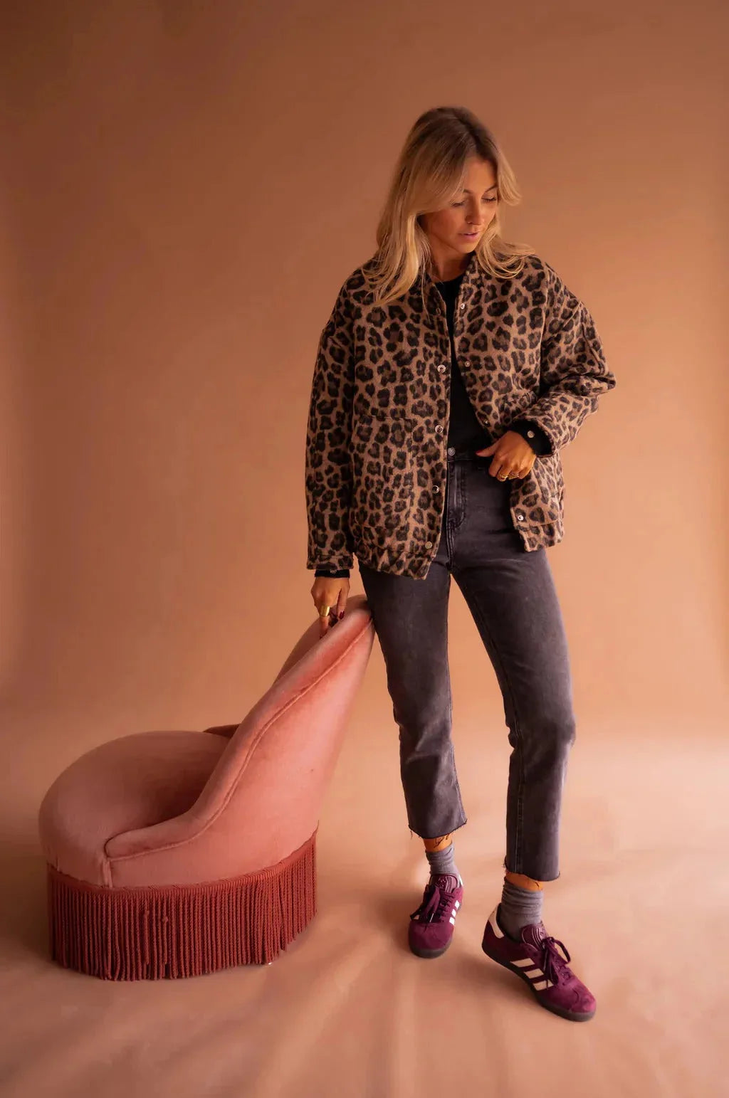 Blouson Bomber Femme Imprimé Léopard – Boutons-Pression