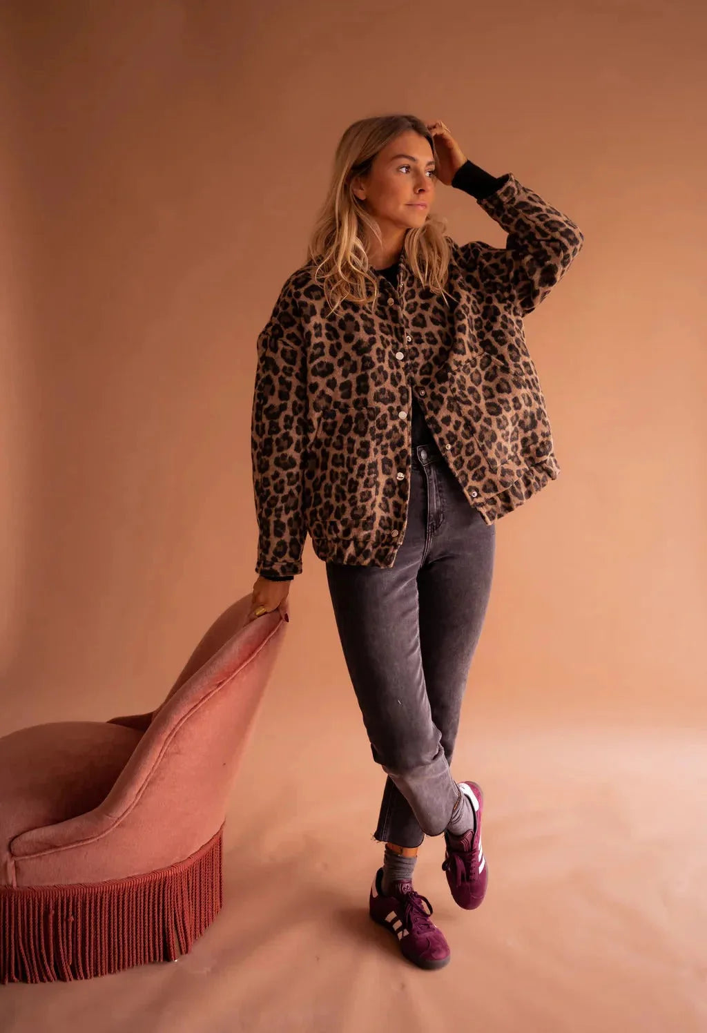 Blouson Bomber Femme Imprimé Léopard – Boutons-Pression