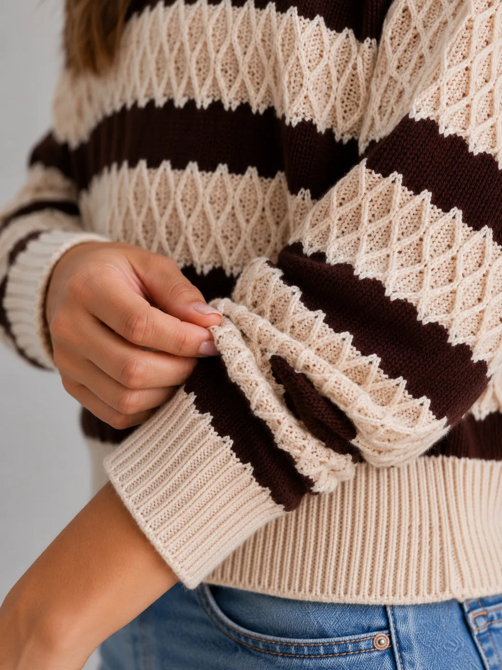 Pull Femme Rayé En Maille Texturée – Col Polo