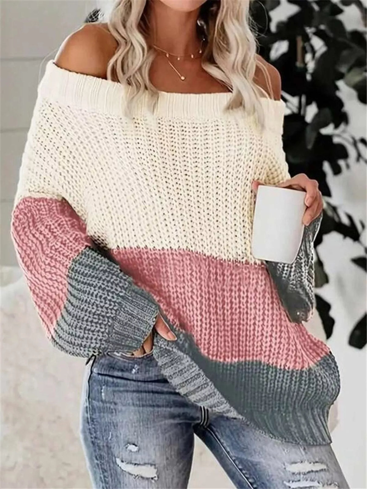 Pull Femme Épaules Dénudées En Maille – Col Bateau