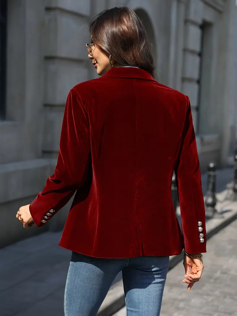Blazer Femme en Velours – Boutons Dorés