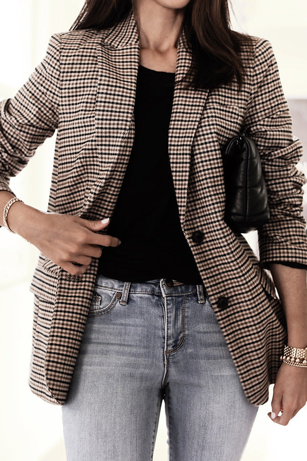 Blazer Femme Boyfriend À Carreaux – Coupe Ample