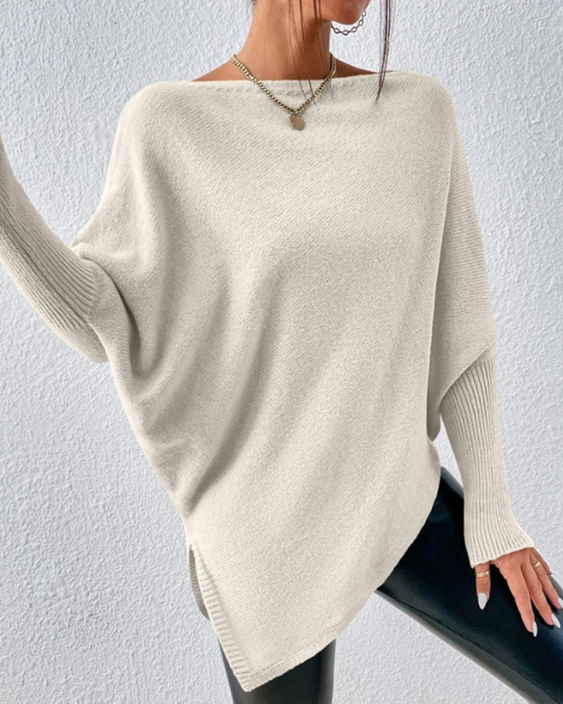 Pull Femme Col Bateau – Ourlet Asymétrique