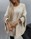 Pull Cape Poncho Femme En Maille Douce – Col Rond