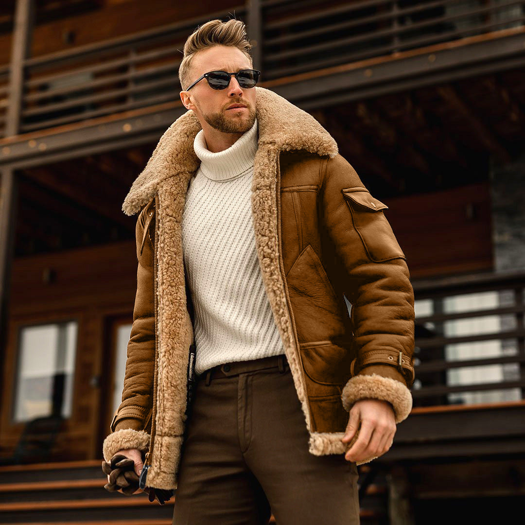 Veste Aviateur Homme Effet Daim Doublée Sherpa