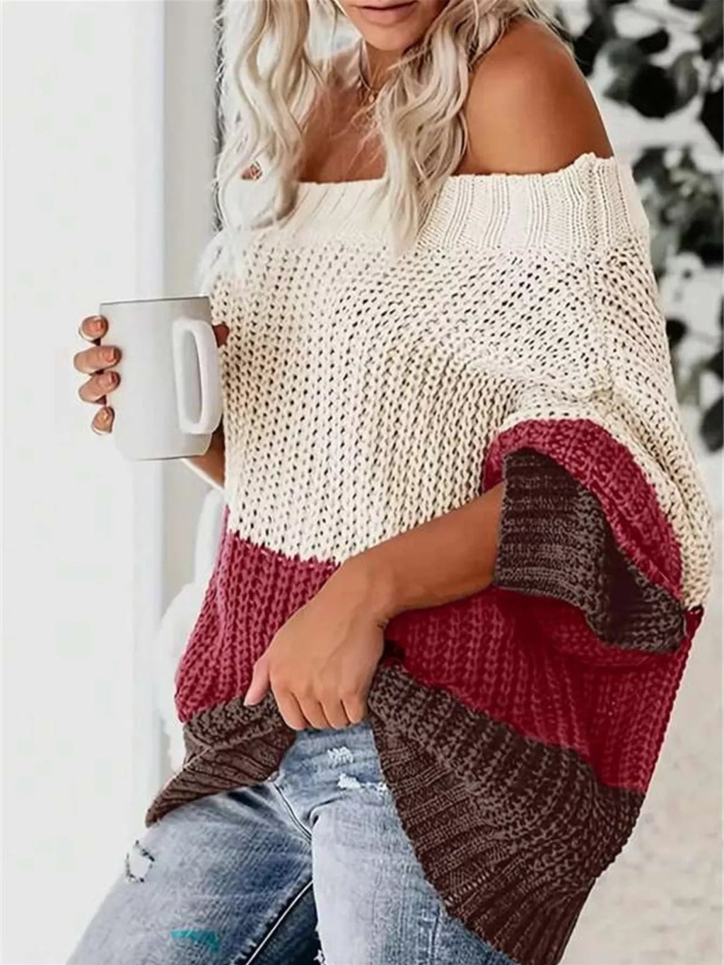 Pull Femme Épaules Dénudées En Maille – Col Bateau