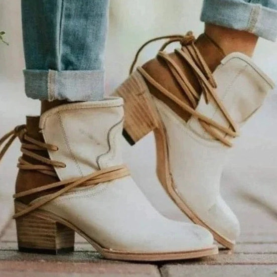 Bottines Femme Slingback À Lacets Et Talon Bloc