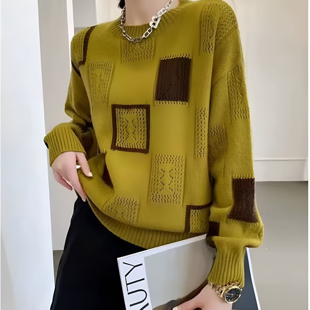 Pull Femme En Maille Patchwork