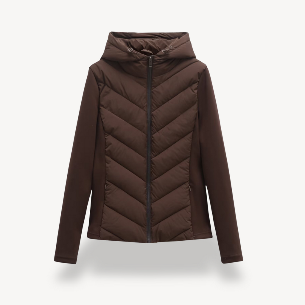 Doudoune Femme Matelassée À Chevrons – Capuche