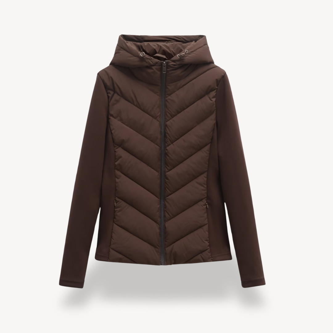 Doudoune Femme Matelassée À Chevrons – Capuche