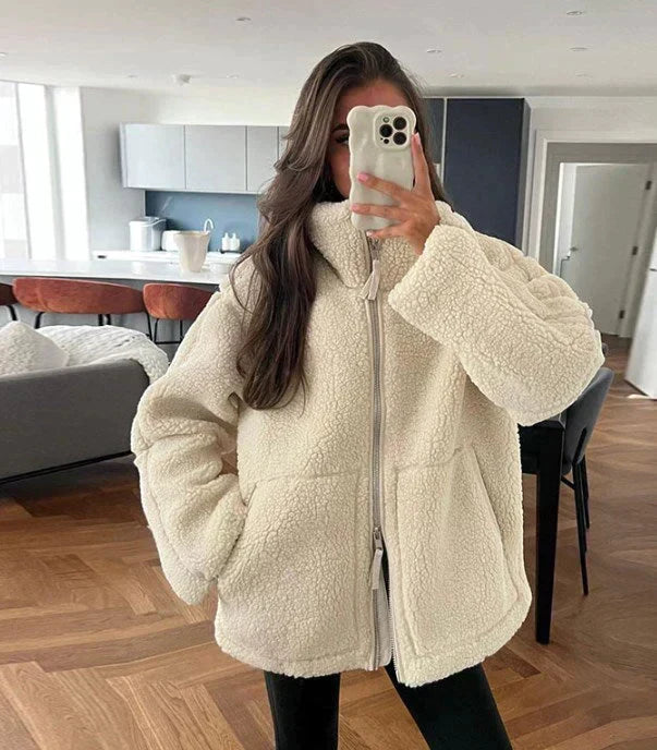 Veste Teddy Femme Zippée – Col Montant