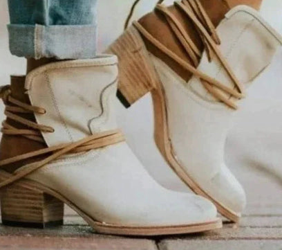 Bottines Femme Slingback À Lacets Et Talon Bloc