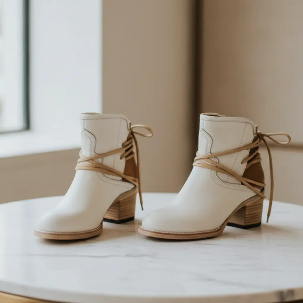 Bottines Femme Slingback À Lacets Et Talon Bloc
