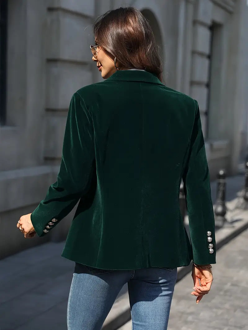 Blazer Femme en Velours – Boutons Dorés