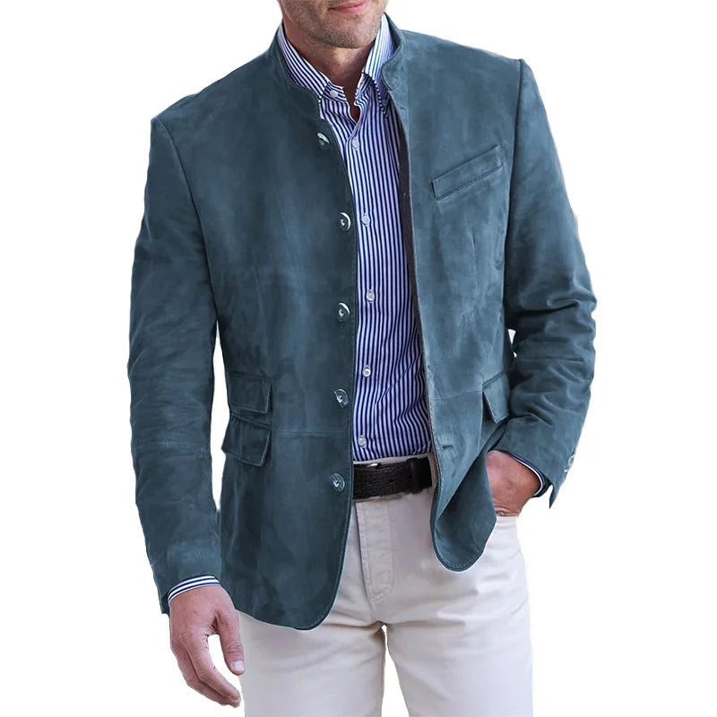 Veste Blazer Homme Effet Daim – Col Officier