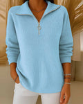 Pull Camionneur Femme En Maille Côtelée – Col Zippé