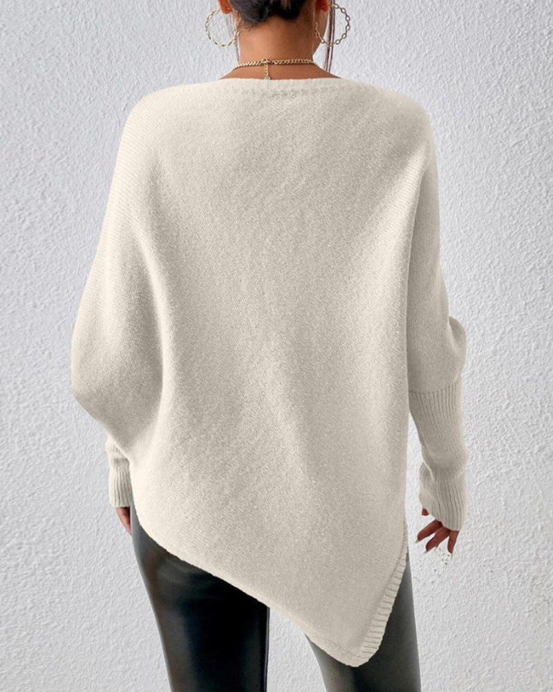 Pull Femme Col Bateau – Ourlet Asymétrique