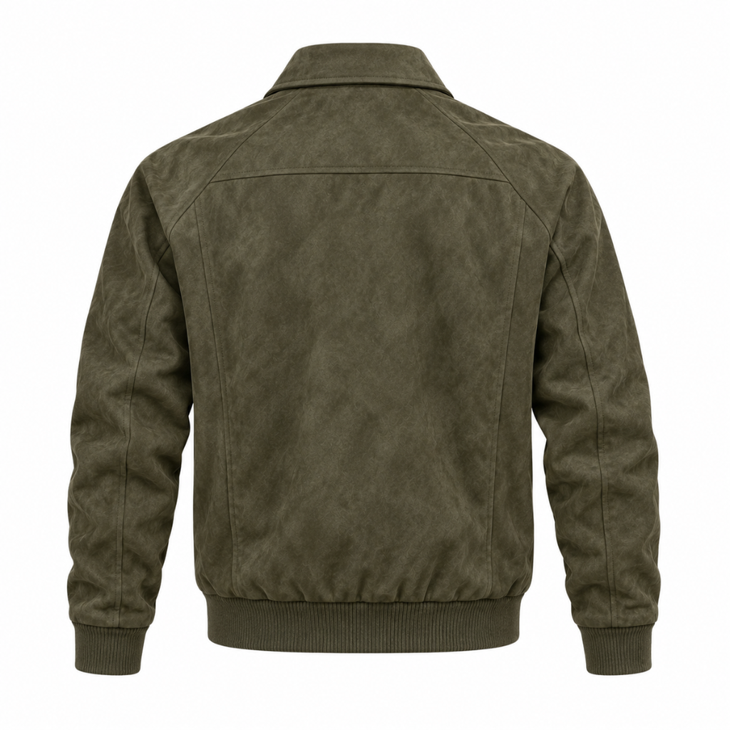 Veste bomber effet daim vert olive Wearviro, vue de dos