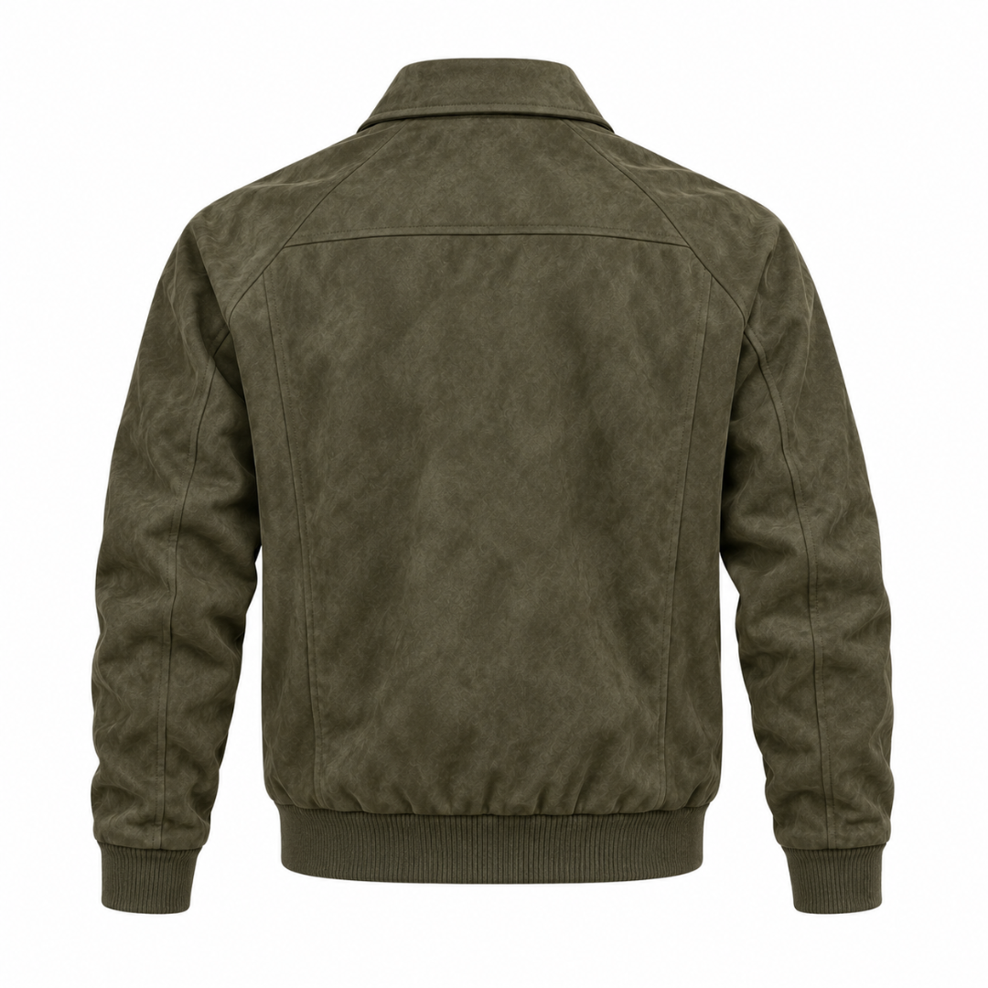 Veste bomber effet daim vert olive Wearviro, vue de dos