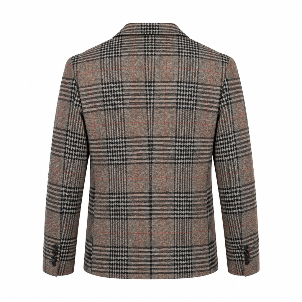 Blazer à carreaux marron et beige Wearviro, vue de dos