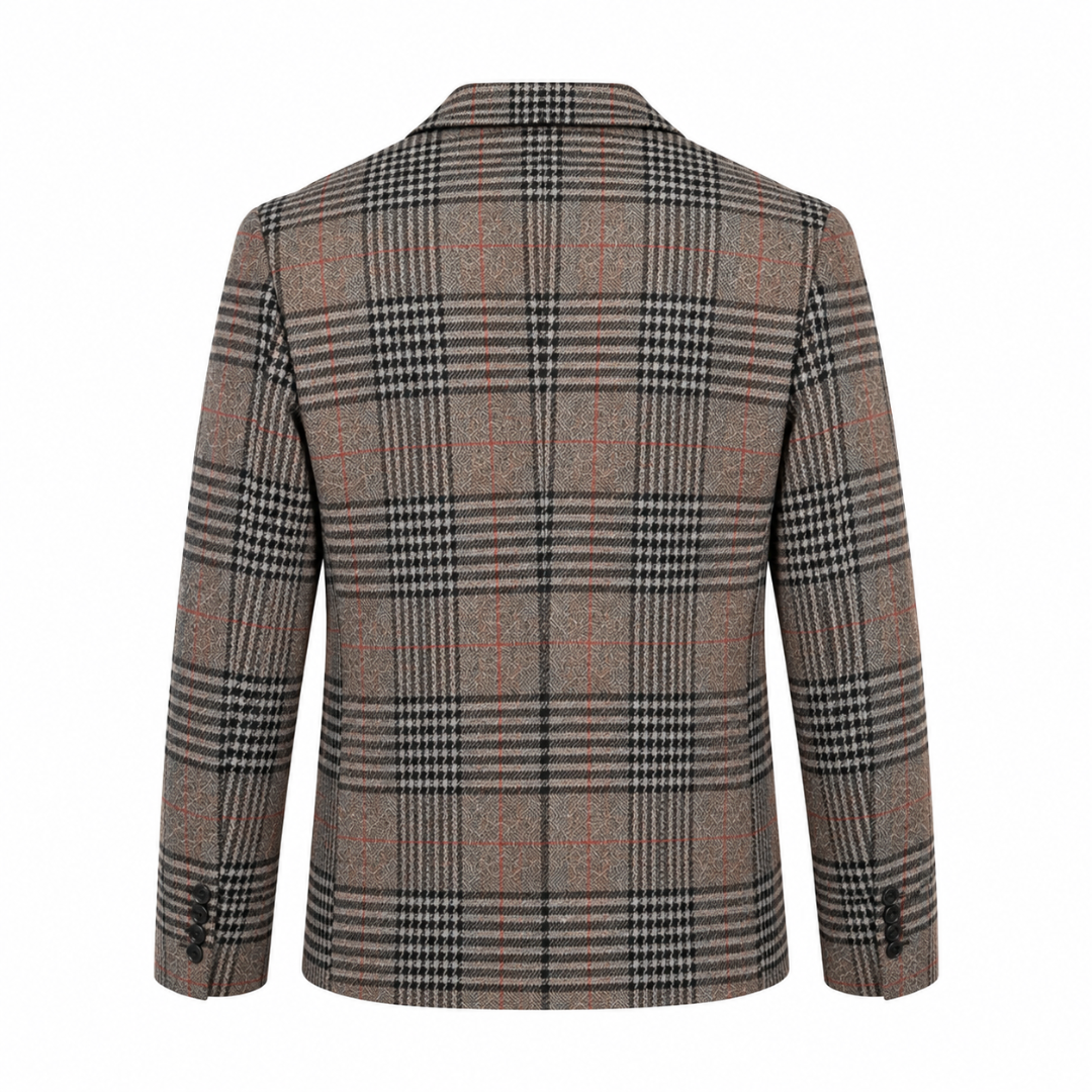 Blazer à carreaux marron et beige Wearviro, vue de dos