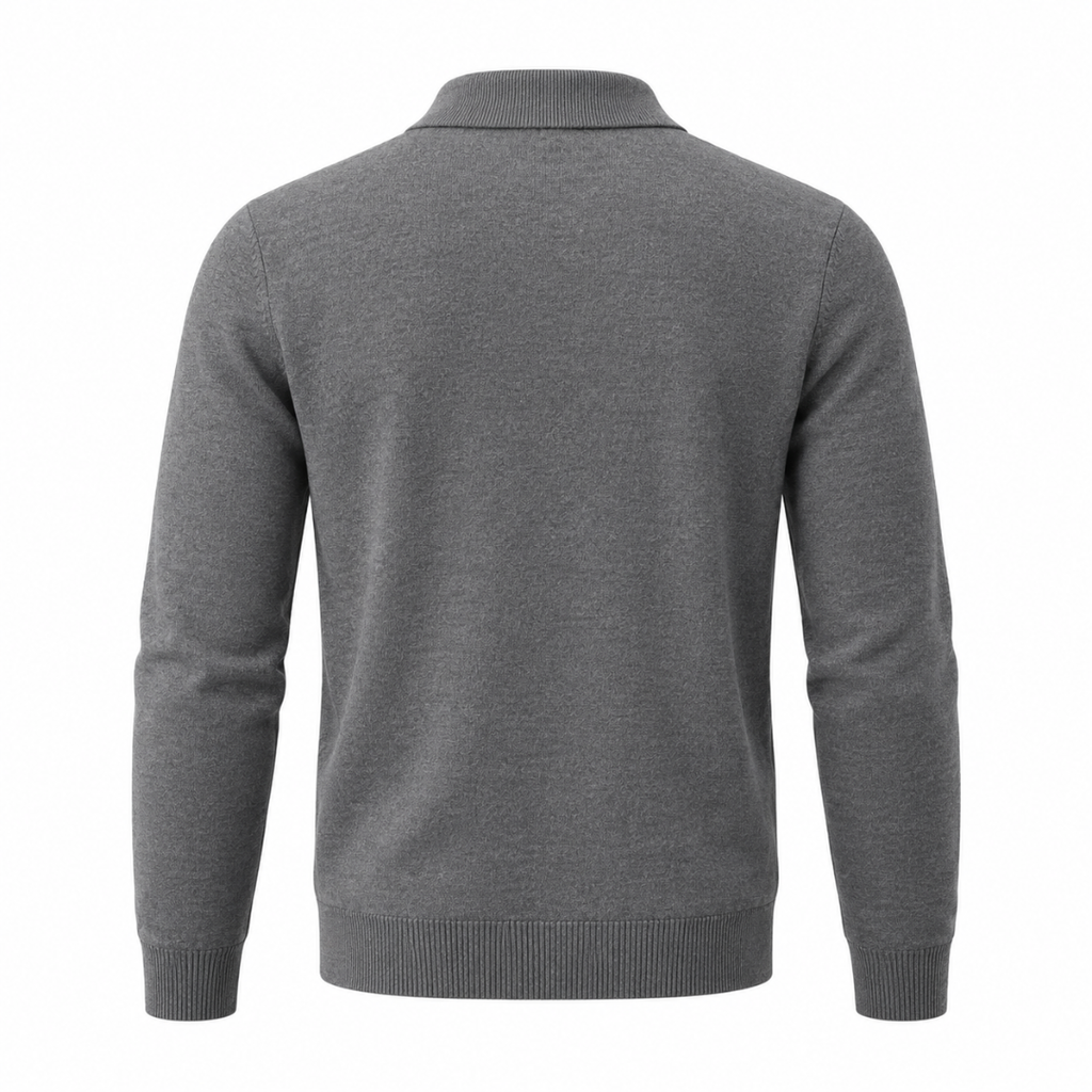 Pull polo en maille gris anthracite Wearviro, vue de dos