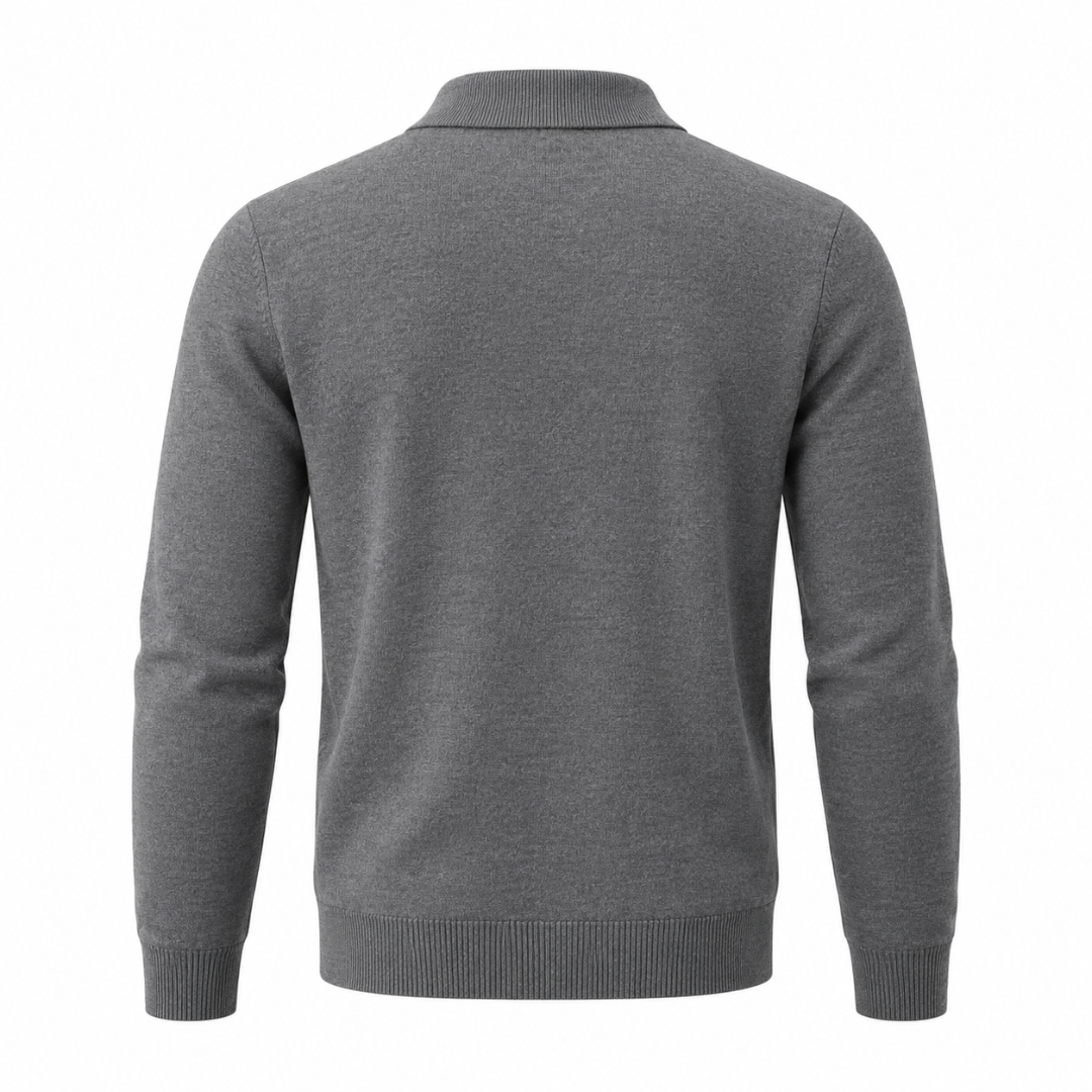 Pull polo en maille gris anthracite Wearviro, vue de dos