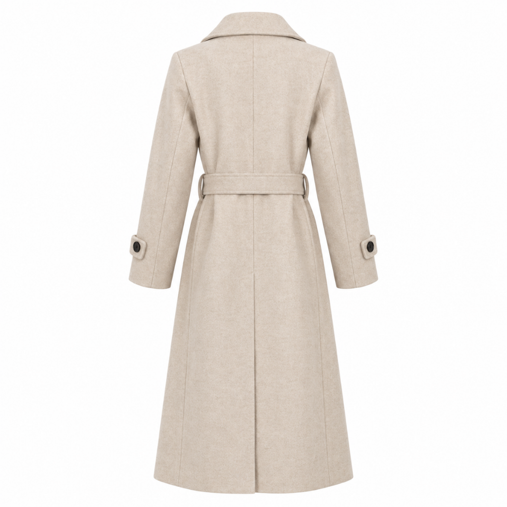 Manteau long beige à double boutonnage Wearviro, vue de dos