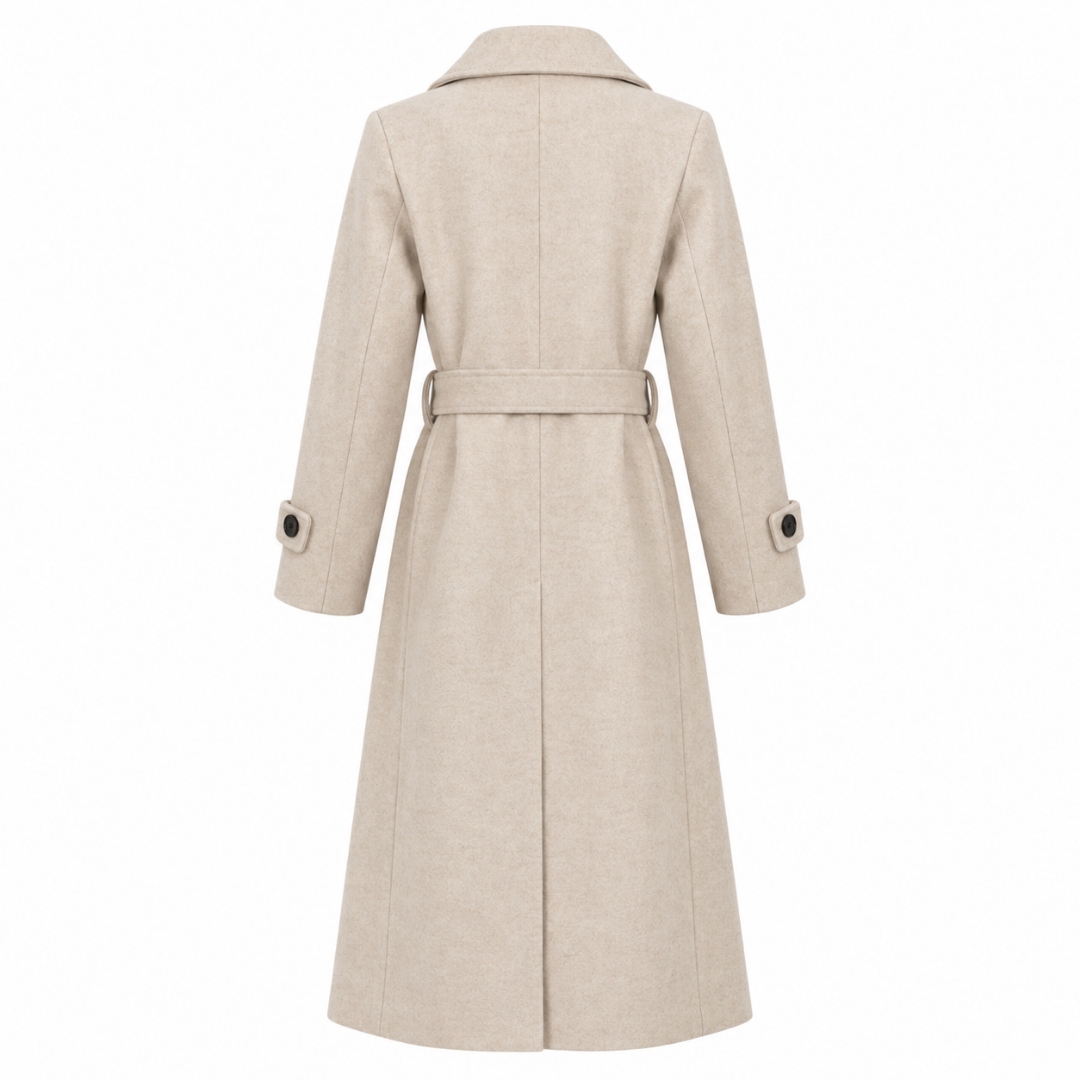 Manteau long beige à double boutonnage Wearviro, vue de dos