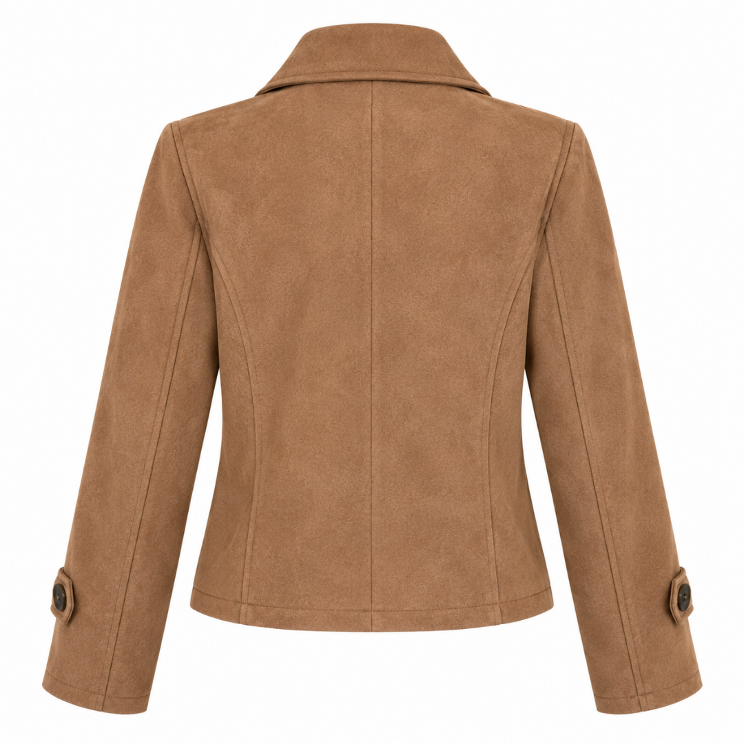 Veste biker effet daim camel Wearviro, vue de dos