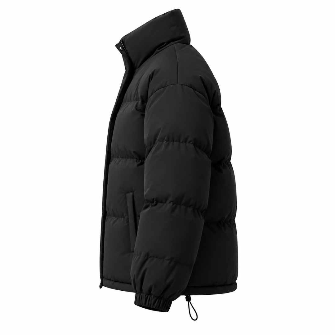 Veste matelassée oversize noire Wearviro, vue de profil