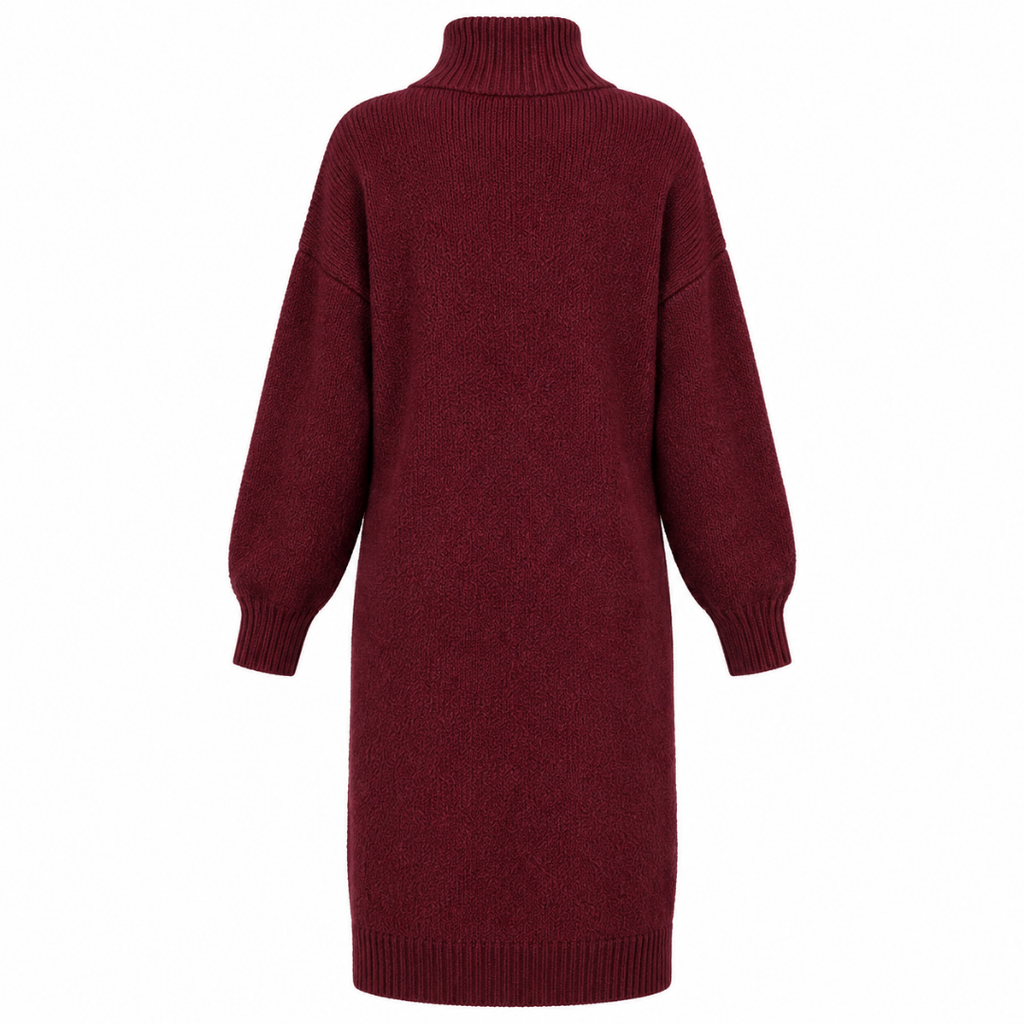 Robe pull oversize à col montant bordeaux Wearviro, vue de dos
