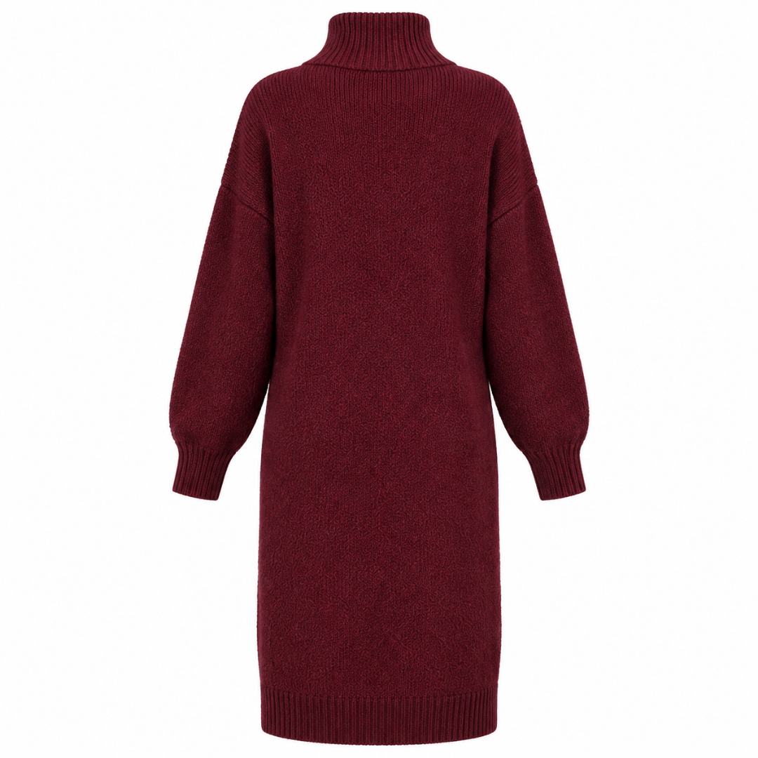 Robe pull oversize à col montant bordeaux Wearviro, vue de dos