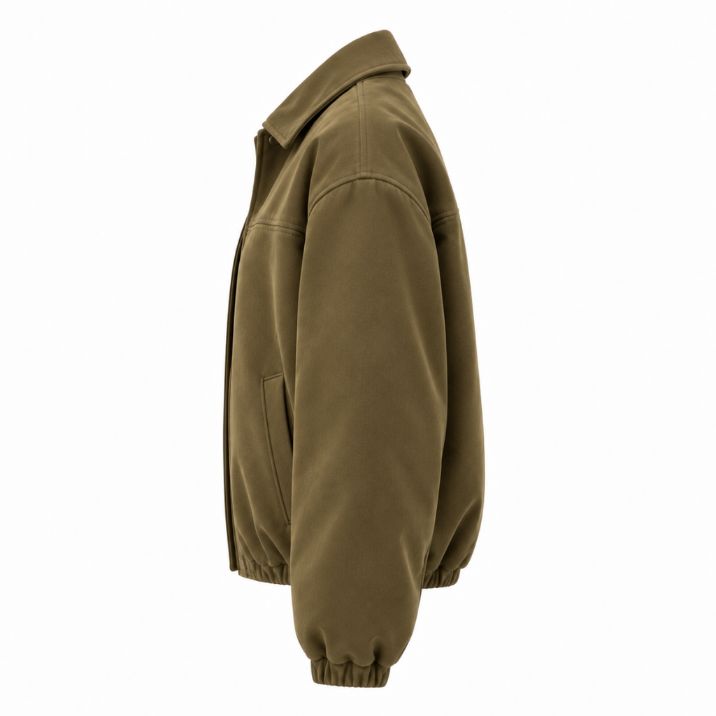 Veste oversize kaki effet daim Wearviro, vue de profil
