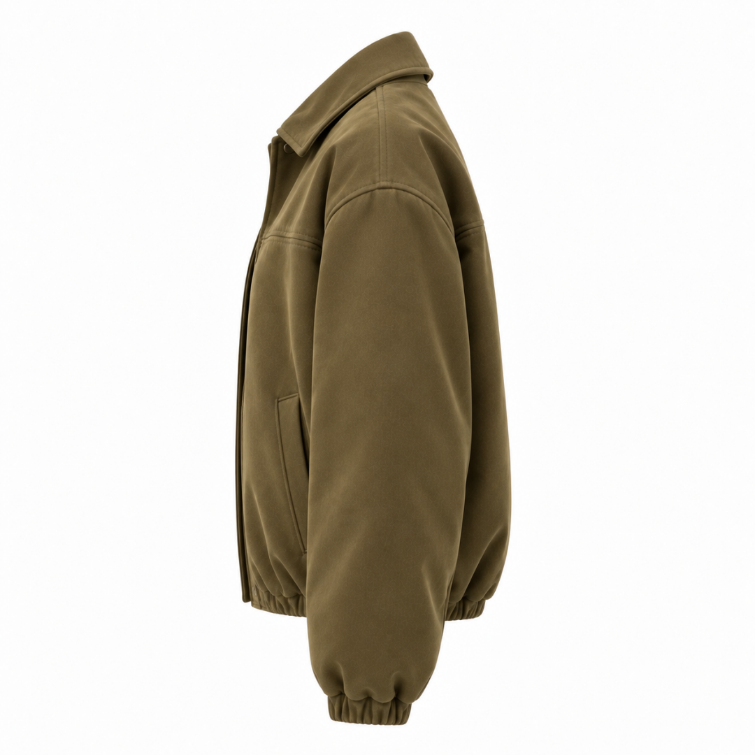 Veste oversize kaki effet daim Wearviro, vue de profil