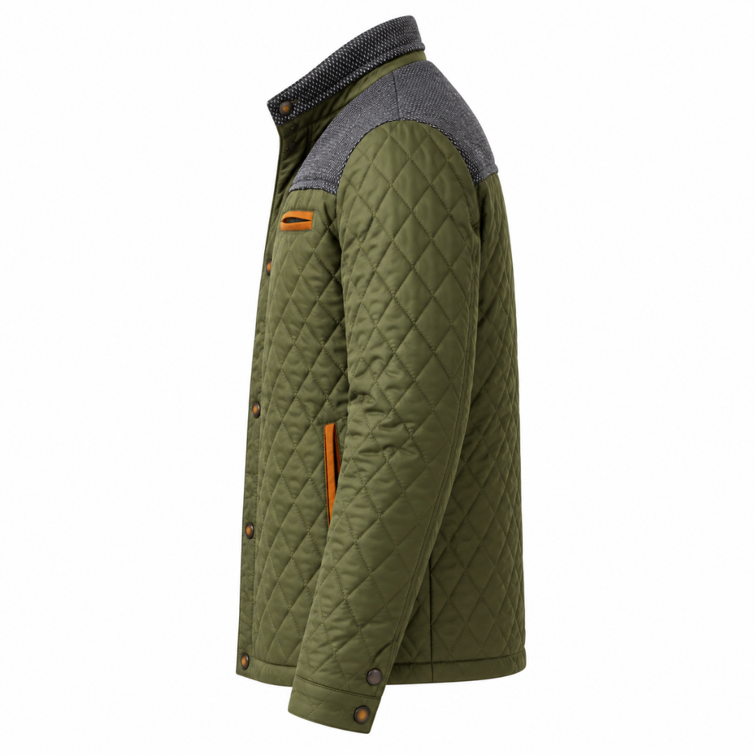 Veste homme matelassée kaki Wearviro, vue de profil