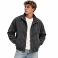 Veste bomber effet denim délavé gris anthracite Wearviro portée, vue de face